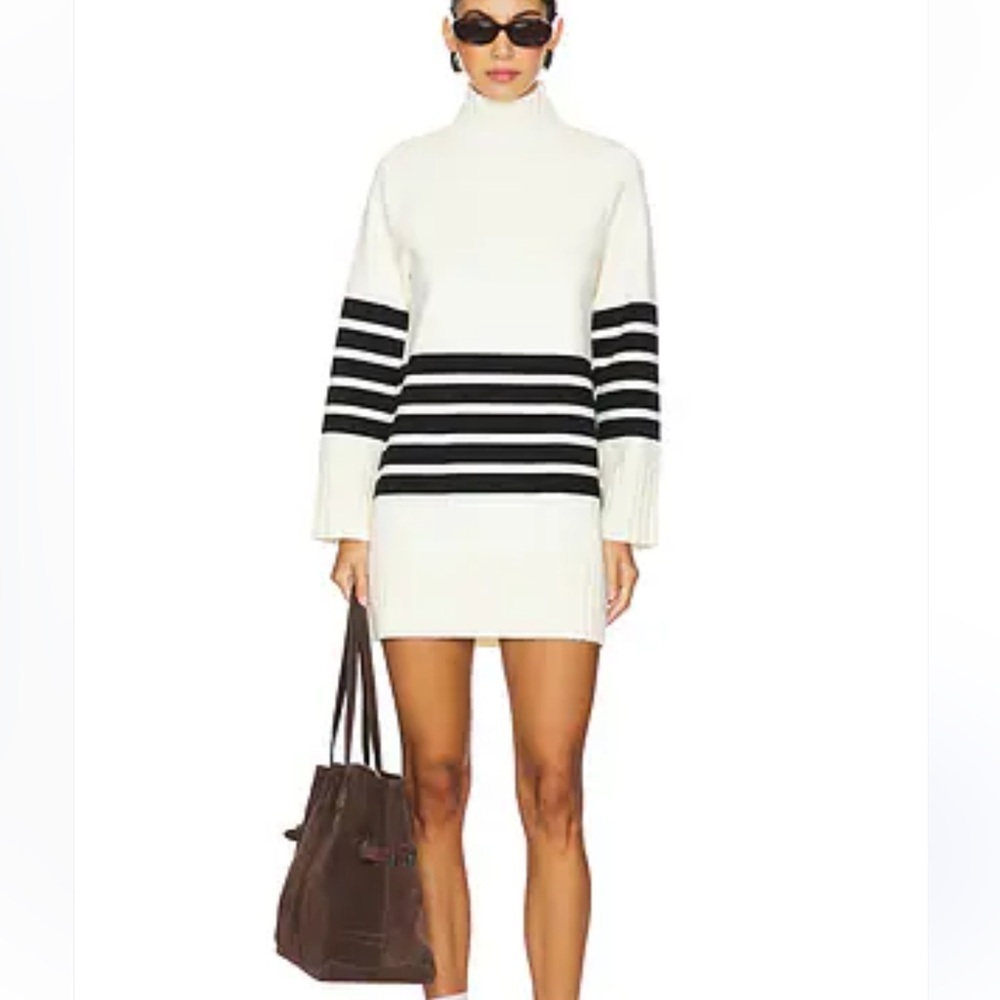 Line & Dot Abbey Sweater Dress in Cream and Black Size Small